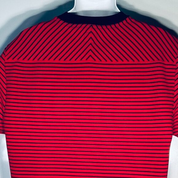 Guess SZ L Red & Dark Navy Stripe Crewneck Classic Prep Y2K Academia Retro - Picture 4 of 9